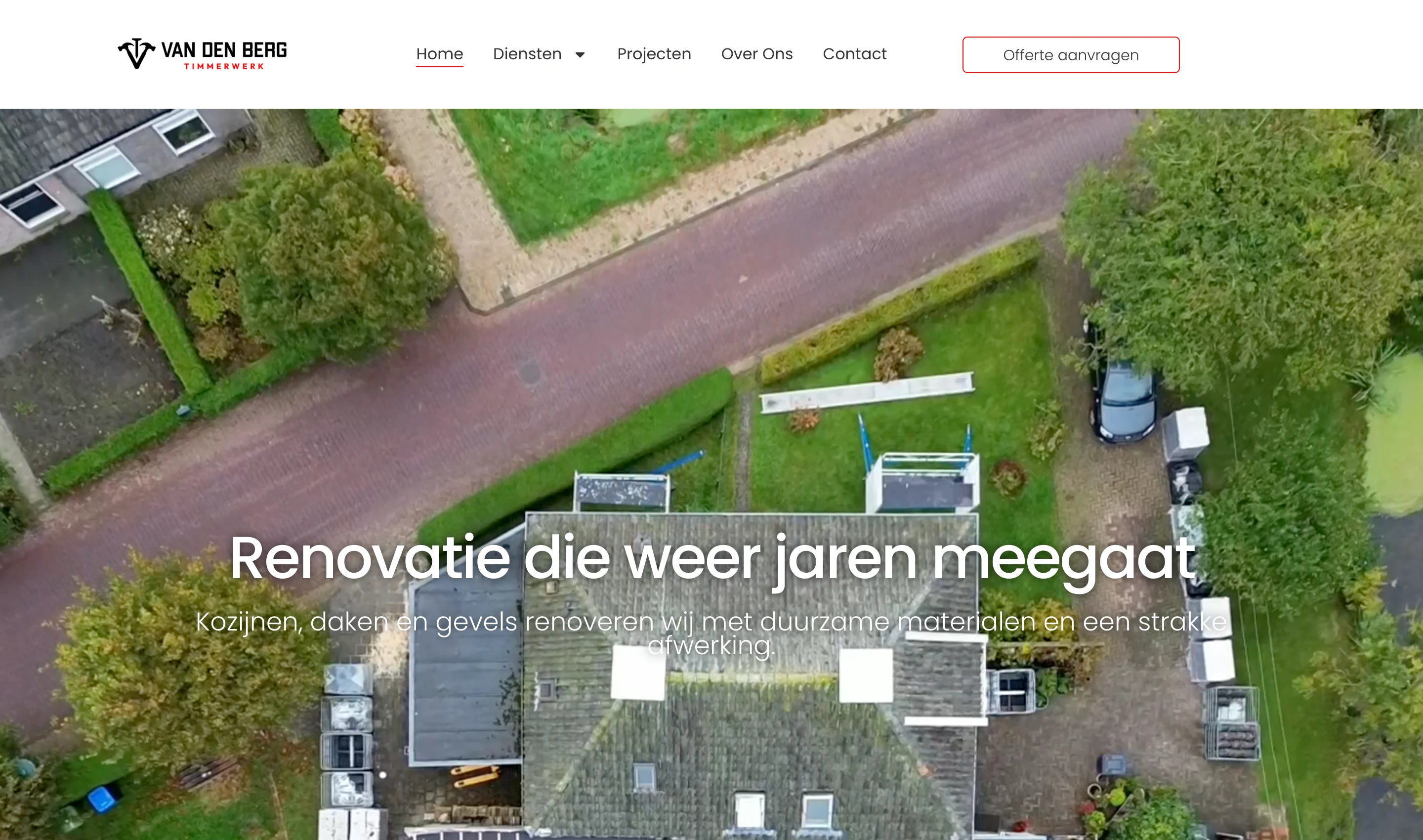 Dronebeeld in de opening op de website van bergtimmerwerk.nl