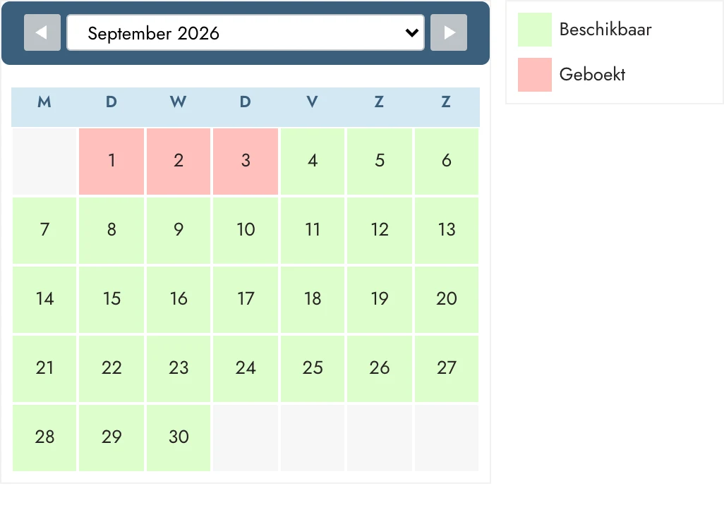 De kalender op de website van vakantiesintmaartenszee.nl