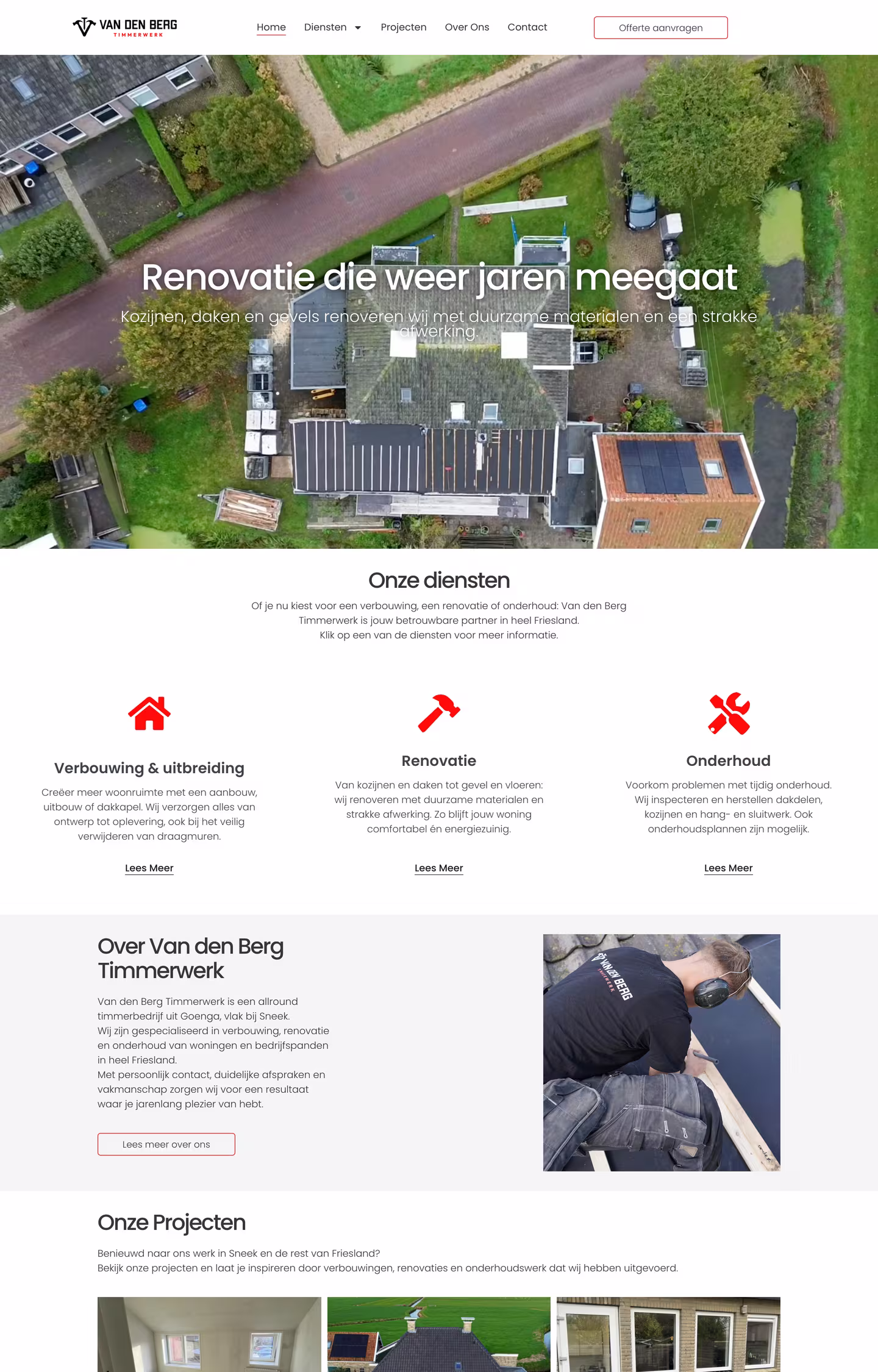 Website van bergtimmerwerk.nl, gebouwd door NJ Visuals