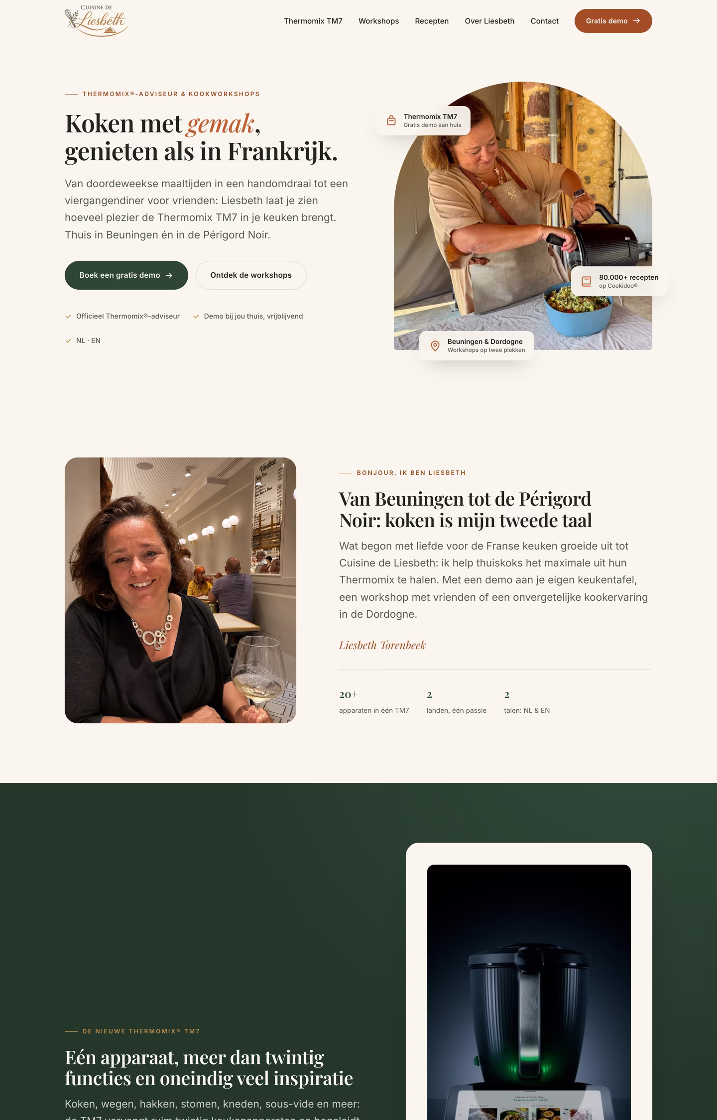 Website van cuisinedeliesbeth.nl, gebouwd door NJ Visuals