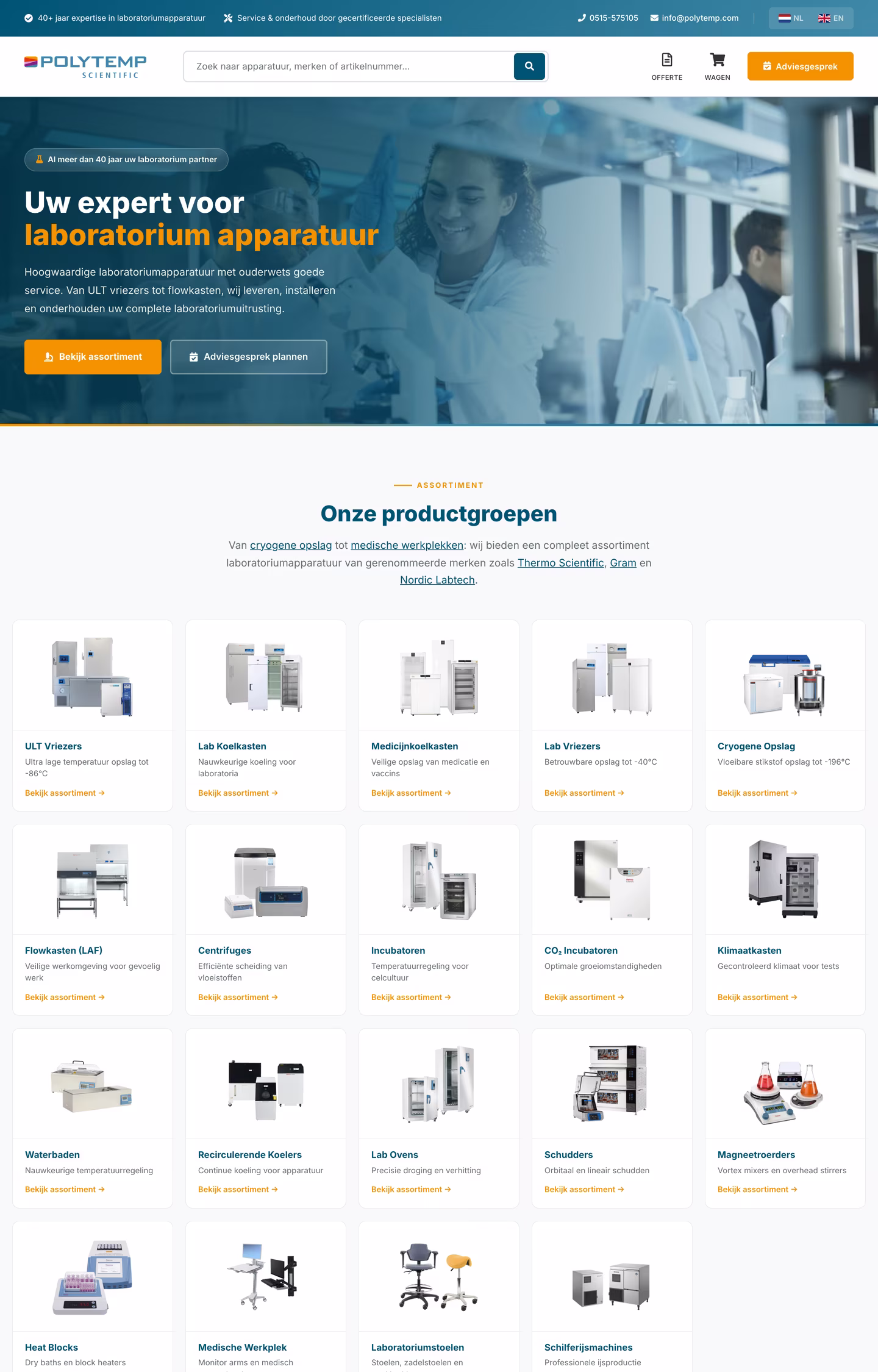 Website van polytemp.nl, gebouwd door NJ Visuals